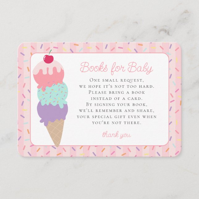 Carte D'accompagnement Crème glacée Sundae Sweet Books for Baby Sprinkel (Devant)