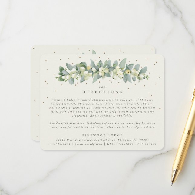 Carte D'accompagnement Crème Snowberry+Eucalyptus Garland Directions (Devant/Arrière en situation)