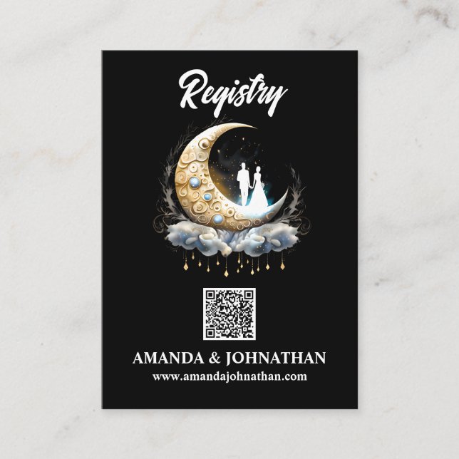 Carte D'accompagnement Crescent céleste nuptiale silhoutte nocturne (Devant)