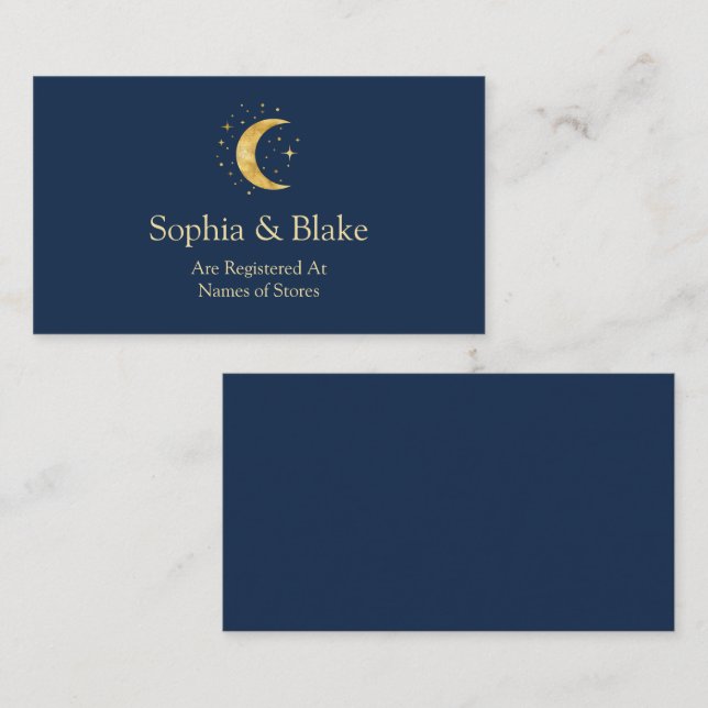 Carte D'accompagnement Crescent Moon Starry Night Mariage Registre (Devant / Derrière)