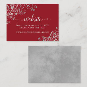 Carte D'accompagnement Crimson Red Elegant Silver Lace Site Mariage