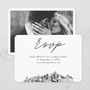 Carte D'accompagnement Croquis minimaliste Mariage Atlanta RSVP