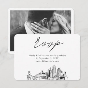 Carte D'accompagnement Croquis minimaliste Mariage de Miami RSVP