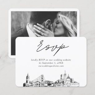Carte D'accompagnement Croquis minimaliste Mariage de San Francisco RSVP