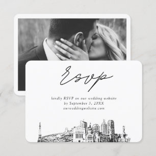 Carte D'accompagnement Croquis minimaliste Mariage d'Indianapolis RSVP