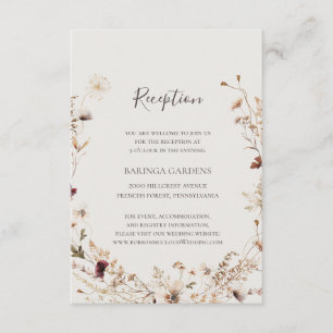Carte D'accompagnement Cuivre Bourgogne Fleur sauvage Beige Mariage Récep