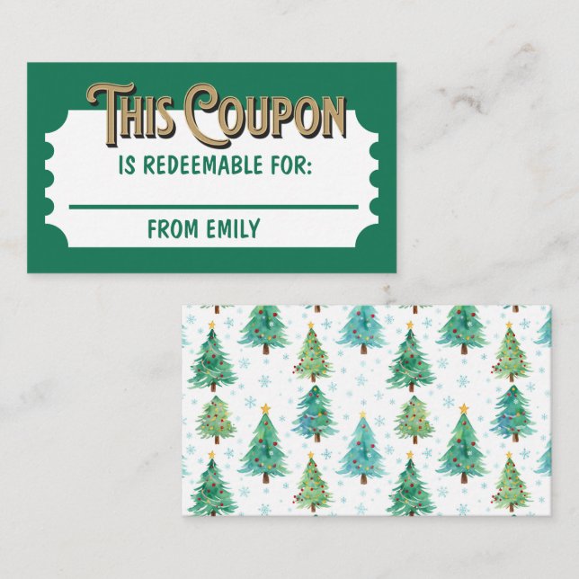 Carte D'accompagnement Custom Redeemable Ticket Gift Coupon Xmas Card  (Devant / Derrière)
