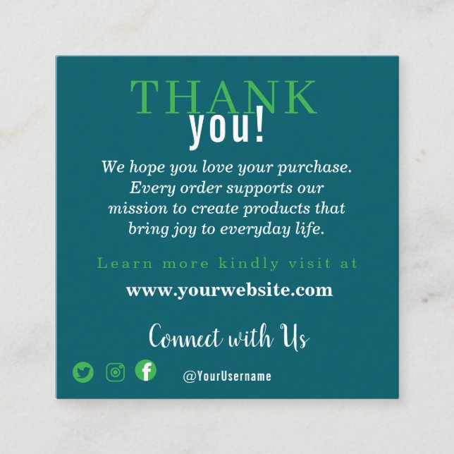 Carte D'accompagnement Customer Appreciation Business Note Card (Devant)