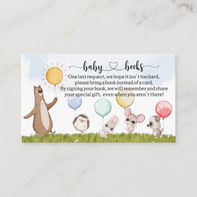 Carte D'accompagnement Cute Animaux Baby shower I Anniversaire Demande de (Devant)