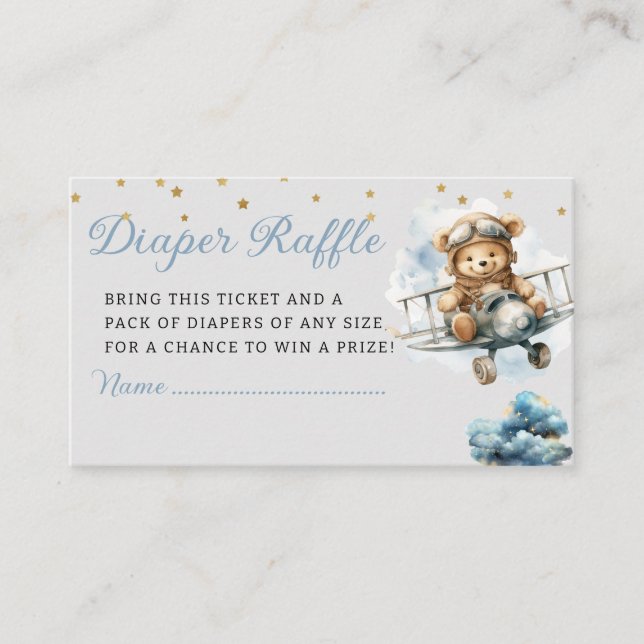 Carte D'accompagnement Cute Aquarelle Pilote Teddy Bear Diaper Raffin (Devant)