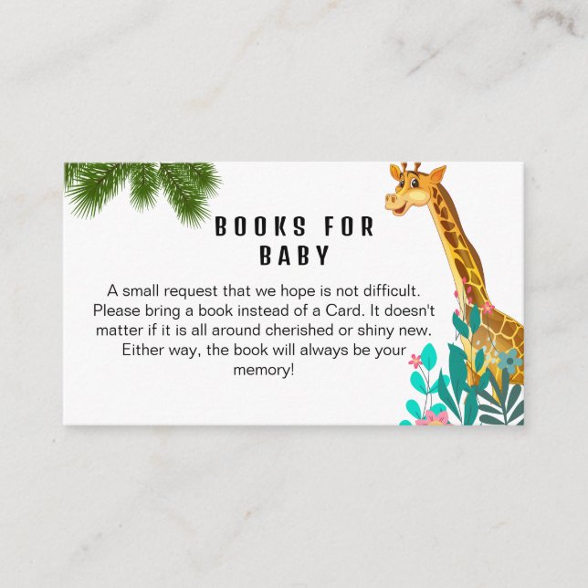 Carte D'accompagnement Cute Baby Giraffe Safari Livres Demande Pour Bébé (Devant)