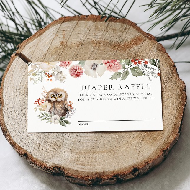 Carte D'accompagnement Cute Baby shower d'aquarelle Chouette Raffle (Créateur téléchargé)