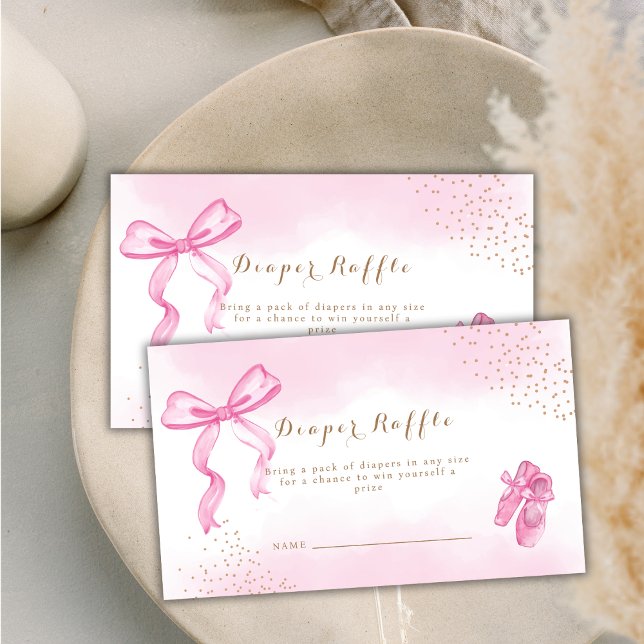 Carte D'accompagnement Cute Ballerina Chaussures Lisse Baby shower Raffle (Cute Ballerina Shoes Bow Diaper Raffle Baby Shower Enclosure Card)
