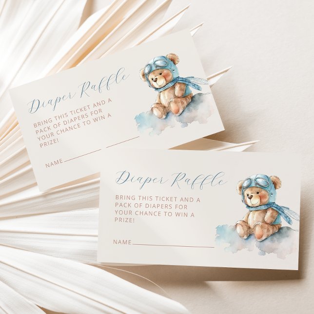 Carte D'accompagnement Cute Bear Diaper Raffle Blue Boy Baby shower (Créateur téléchargé)