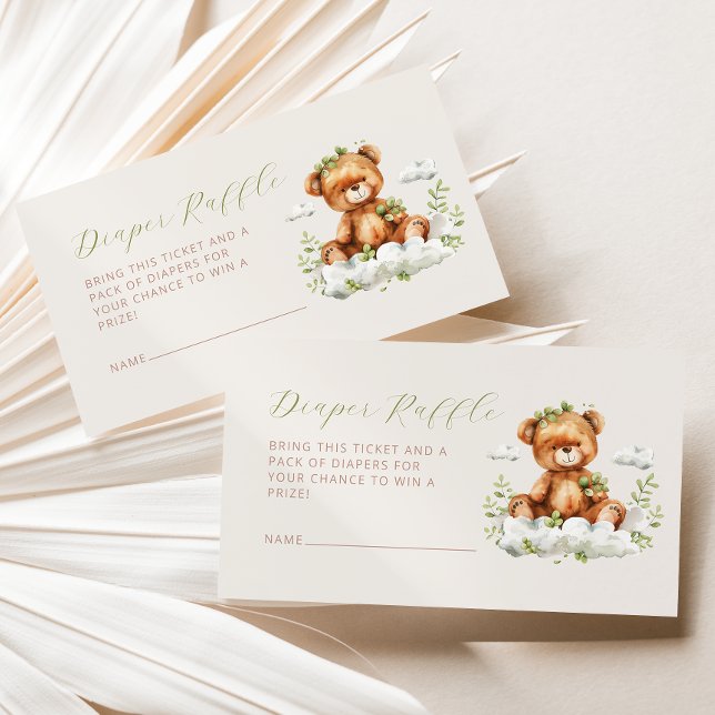 Carte D'accompagnement Cute Bear Greenery Baby shower de carafe (Créateur téléchargé)