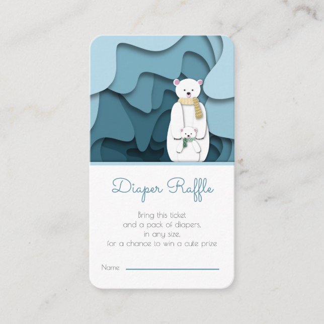 Carte D'accompagnement Cute Bear Sexe Baby shower Neutre Déchets Raffle (Devant)