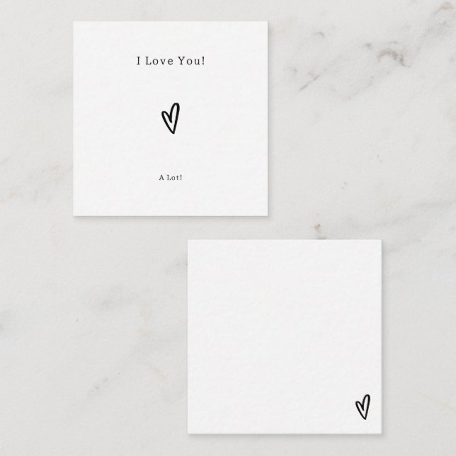 Carte D'accompagnement Cute Black Heart I Love You Card (Devant / Derrière)
