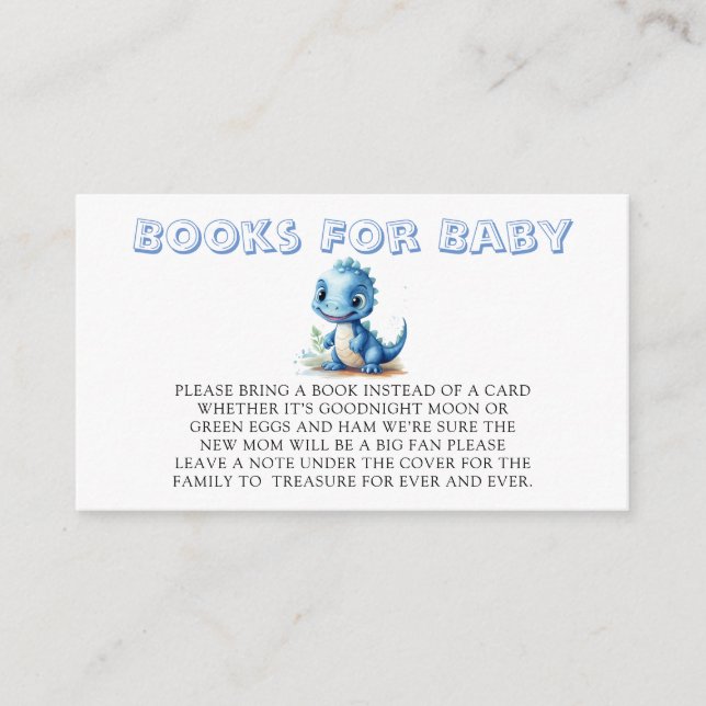 Carte D'accompagnement Cute Blue Dinosaur Livres Floraux Pour Bébé (Devant)
