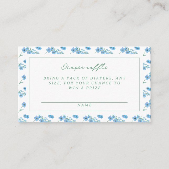Carte D'accompagnement Cute Blue Floral Motif Baby shower Déchets Raffin (Devant)