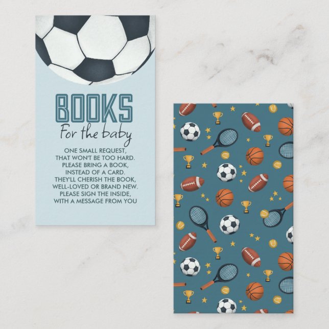 Carte D'accompagnement Cute Blue Sports Livres Pour Bébé (Devant / Derrière)