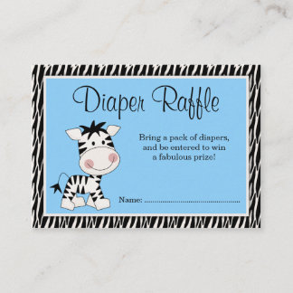 Carte D'accompagnement Cute Blue Zebra Baby shower Déchets Raffle