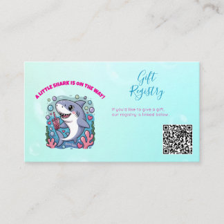Carte D'accompagnement Cute Boba Shark Ocean Vibes QR Code Baby shower