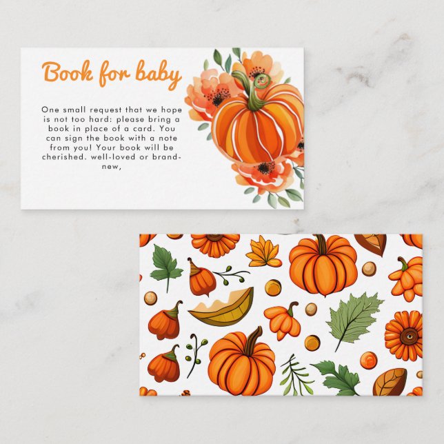 Carte D'accompagnement Cute Boho Floral Citrouille Baby shower Demande de (Devant / Derrière)
