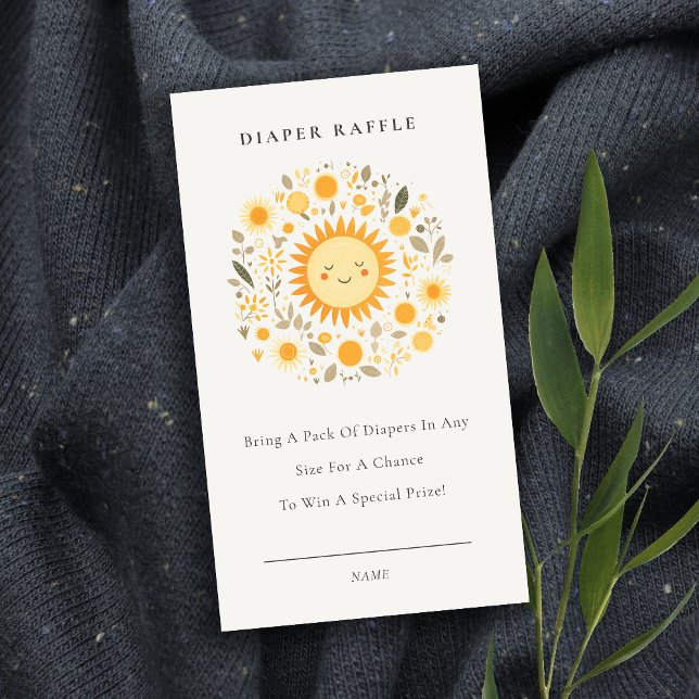 Carte D'accompagnement Cute Boho Floral Sun Diaper Baby shower Raffle (Créateur téléchargé)