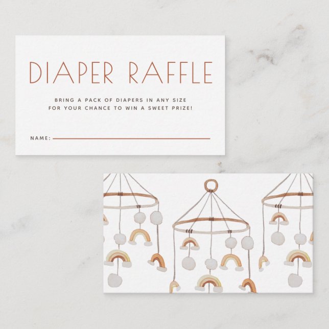 Carte D'accompagnement Cute Boho Mobile Diaper Baby shower Raffle (Devant / Derrière)
