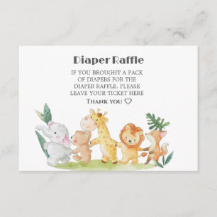 Carte D'accompagnement Cute Bois Animaux Baby shower Déchets Raffle