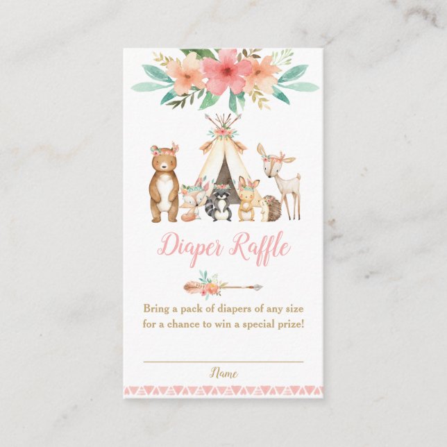 Carte D'accompagnement Cute Bois Animaux Fleurs Déchets Raffin (Devant)