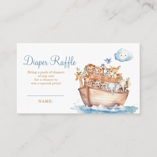 Carte D'accompagnement Cute Boy Noah's Ark Baby shower Déchets Raffle (Devant)