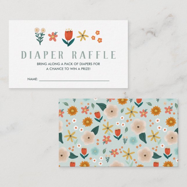 Carte D'accompagnement Cute Brochure florale Raffle (Devant / Derrière)