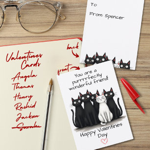 Carte D'accompagnement Cute Cat Friends Valentine's Day Kids Classroom