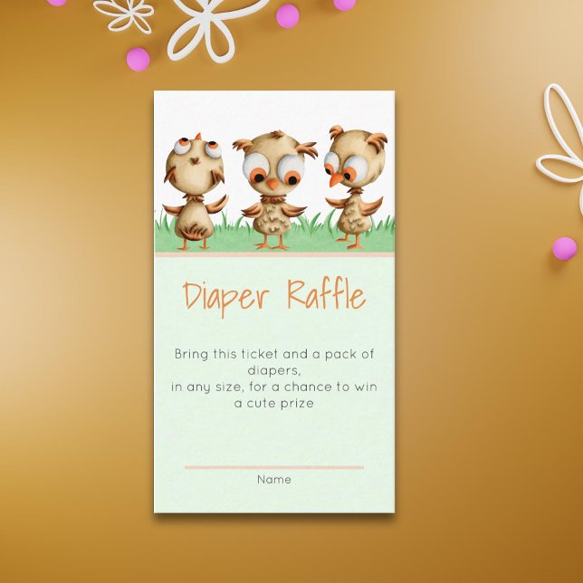 Carte D'accompagnement Cute Chouette Brown Baby shower Déchets Raffle (Créateur téléchargé)