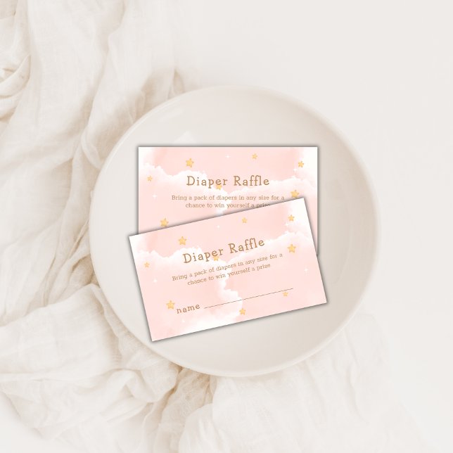 Carte D'accompagnement Cute Cloud Neuf Étoiles Baby shower de carafe (Cute Cloud Nine Stars Diaper Raffle Baby Shower Enclosure Card)