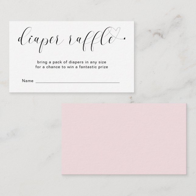 Carte D'accompagnement Cute Coeur Pink Diaper Baby shower fille Raffle (Devant / Derrière)