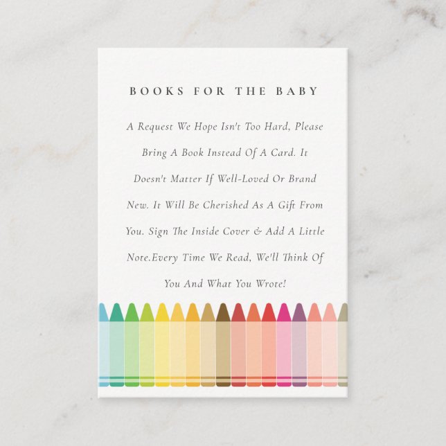 Carte D'accompagnement Cute Crayon Fun Rainbow Books Pour Baby shower (Devant)