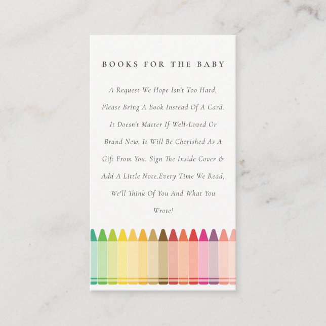 Carte D'accompagnement Cute Crayon Fun Rainbow Books Pour Baby shower (Devant)