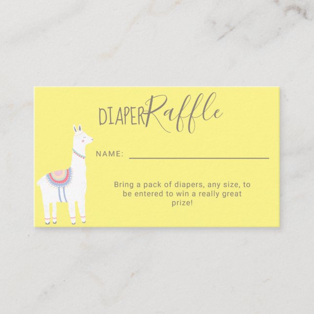 Carte D'accompagnement Cute Diaper Raffle Llama Baby shower Brown Jaune (Devant)