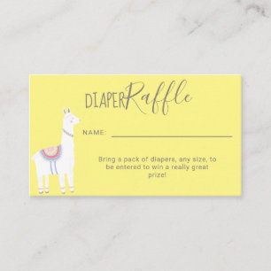 Carte D'accompagnement Cute Diaper Raffle Llama Baby shower Brown Jaune