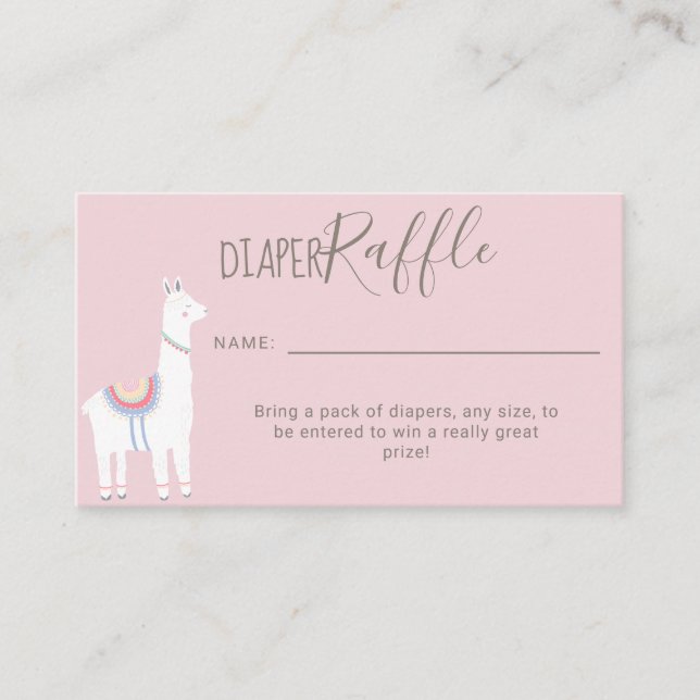 Carte D'accompagnement Cute Diaper Raffle Llama Baby shower rose Brown (Devant)