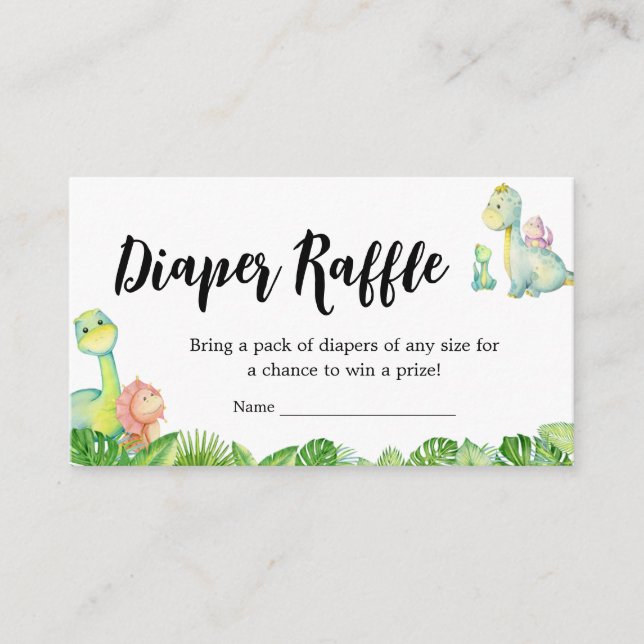 Carte D'accompagnement Cute Dinosaur Baby shower Dineuse Raffle (Devant)
