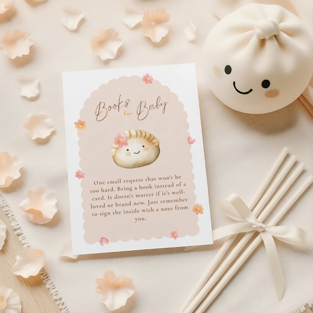 Carte D'accompagnement Cute Dumpling Rose Baby Girl Douche Livres pour bé (Créateur téléchargé)