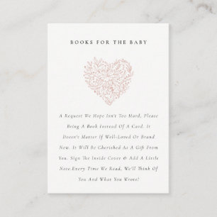 Carte D'accompagnement Cute Dusky Blush Flora Heart Livres pour Baby show