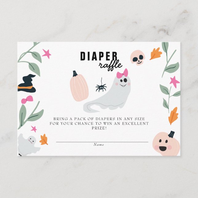 Carte D'accompagnement Cute Éffrayant Halloween Baby shower Déchets Raffl (Devant)