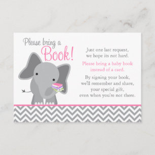 Carte D'accompagnement Cute Elephant Chevron Rose Girl Livre Baby shower