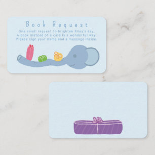Carte D'accompagnement Cute Elephant & Gifts "Demande de livre" Enclos de