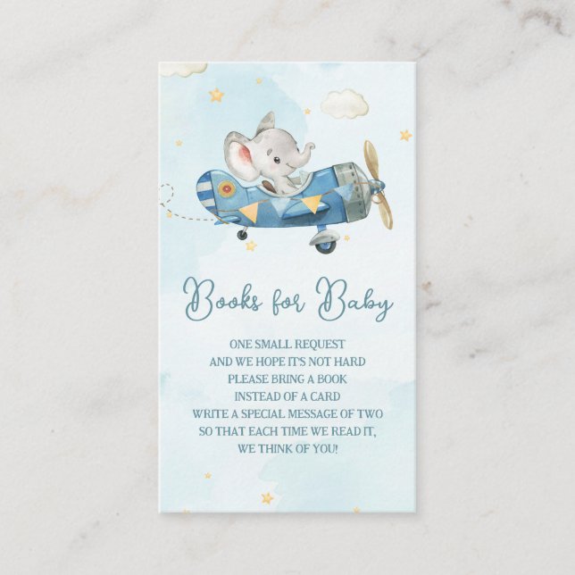 Carte D'accompagnement Cute Elephant Plane Livres d'aventure pour bébé (Devant)