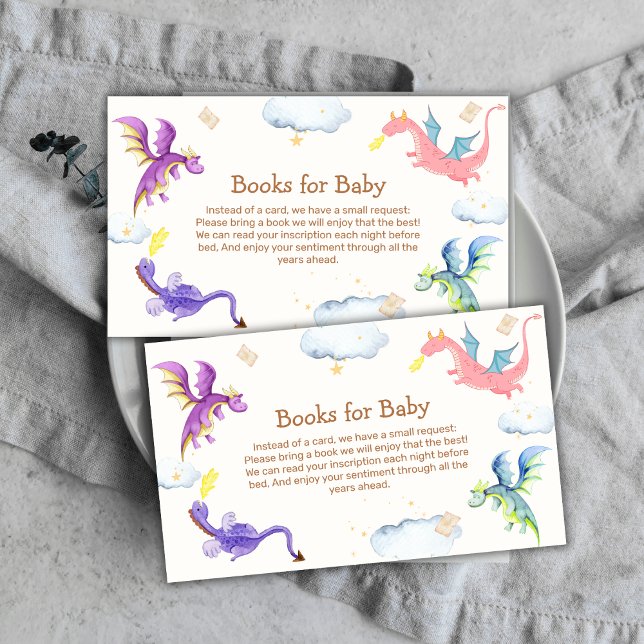 Carte D'accompagnement Cute Fairytale Magic Dragon Livres Pour Baby showe (Cute Fairytale Magic Dragon Books For Baby Shower Enclosure Card)
